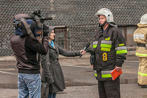 Сотрудники МЧС на учениях в Политехническом университете, Савошинский О.П., директор департамента пожарной безопасности