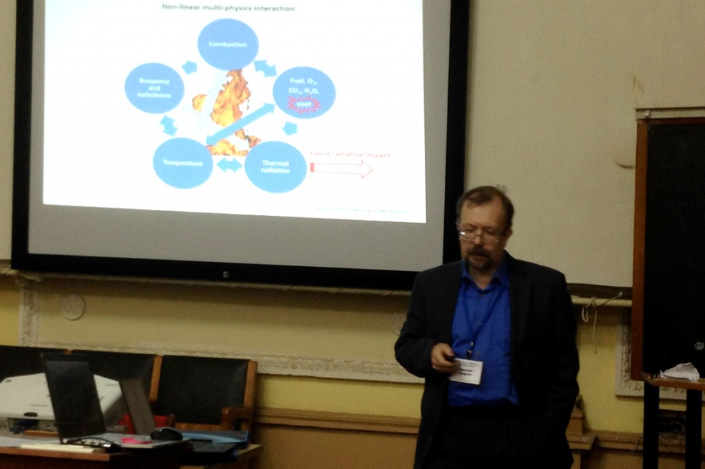 Профессор А.Ю. Снегирев выступает с докладом на семинаре в ИПМ РАН