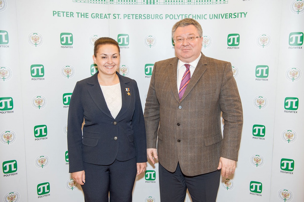 Во время официального приема ректор СПбПУ А.И. Рудской поблагодарил Елену Серову за очередной визит