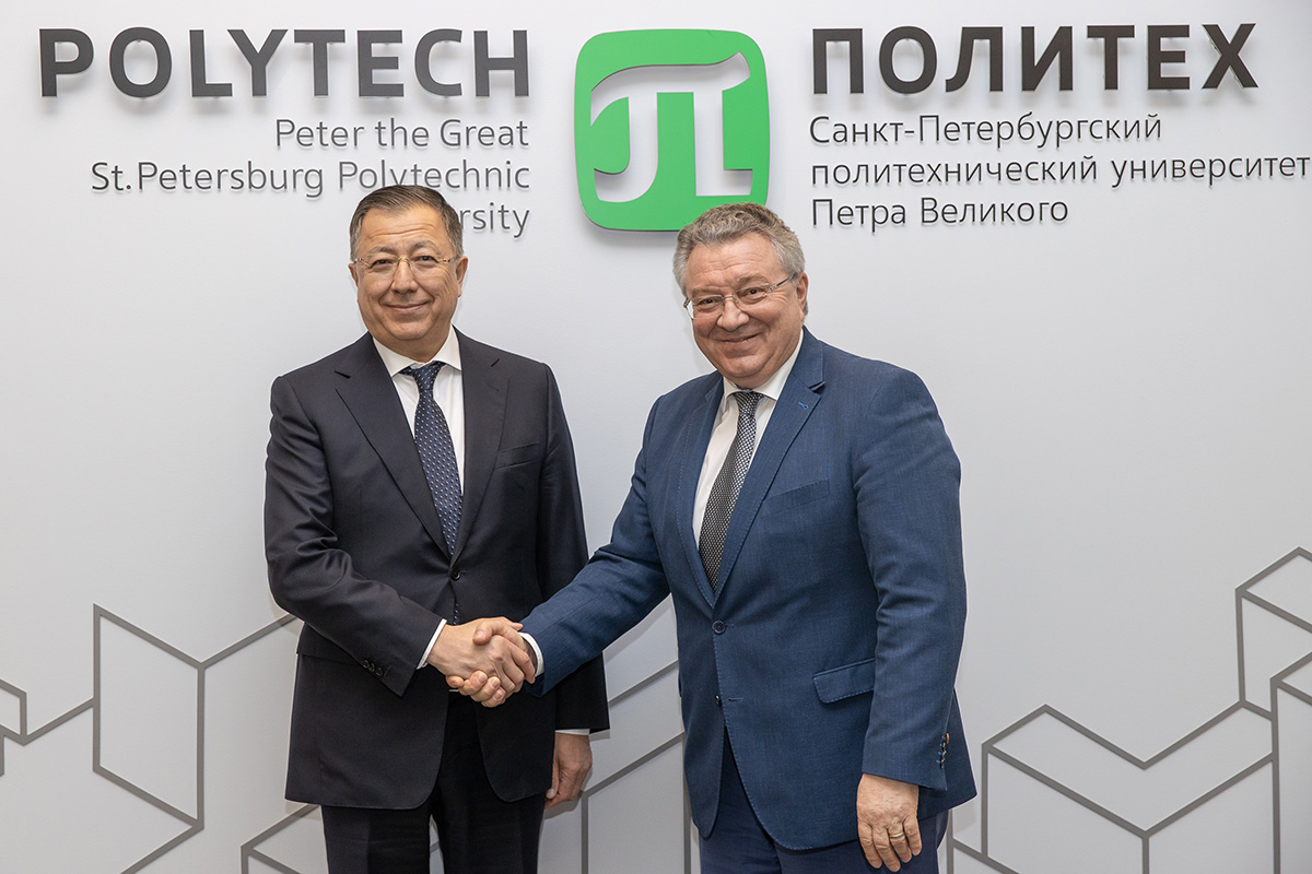 Ректор СПбПУ Андрей Рудской и ректор КазНУ им. Аль-Фараби Жансеит Туймебаев 