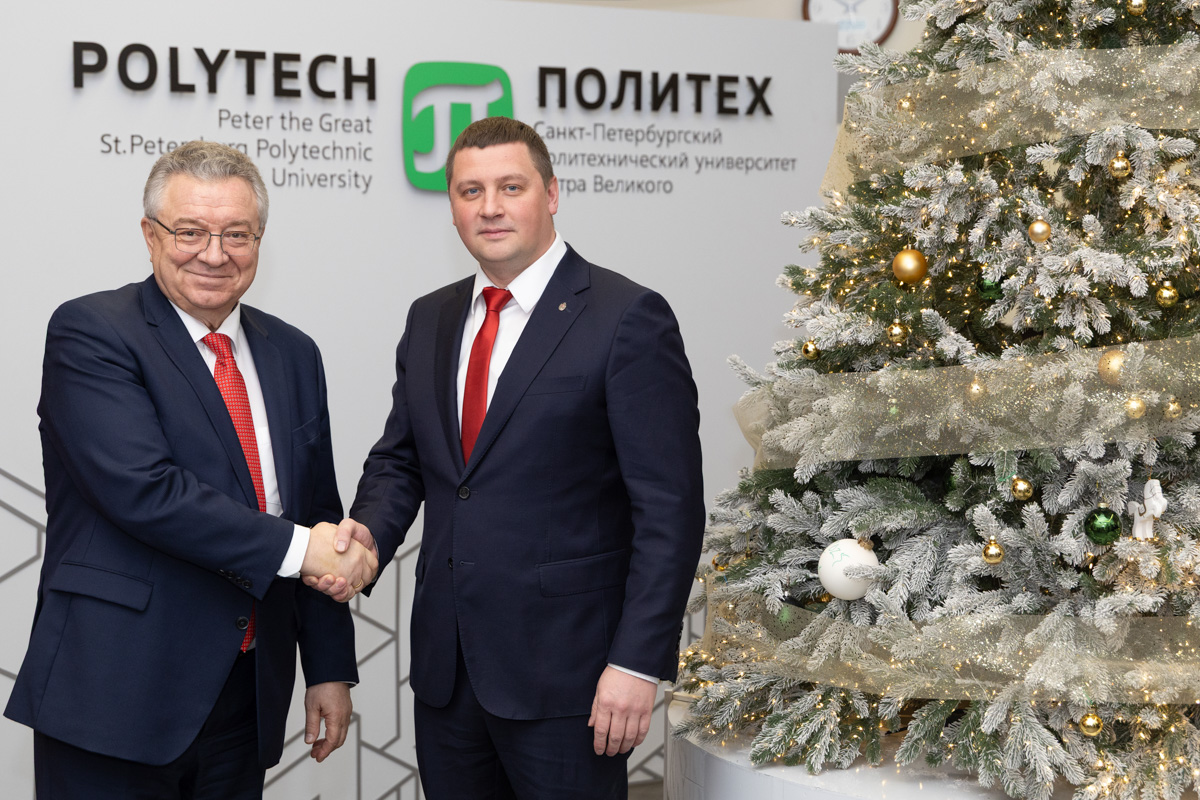 Ректор СПбПУ Андрей Рудской и ректор Военмеха Александр Шашурин 