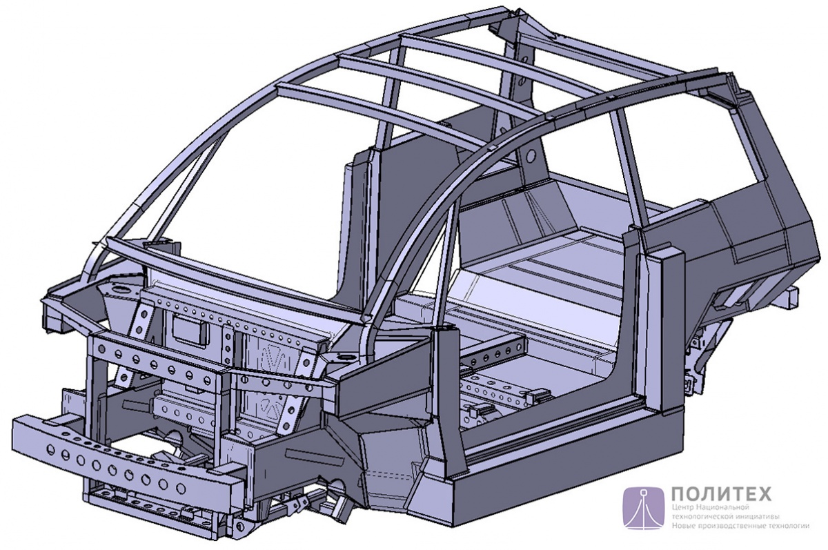 Конструкция каркаса кузова электромобиля 