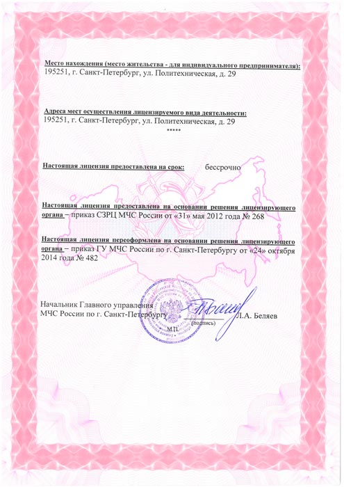Лицензия оборотная сторона Лицензия оборотная сторона