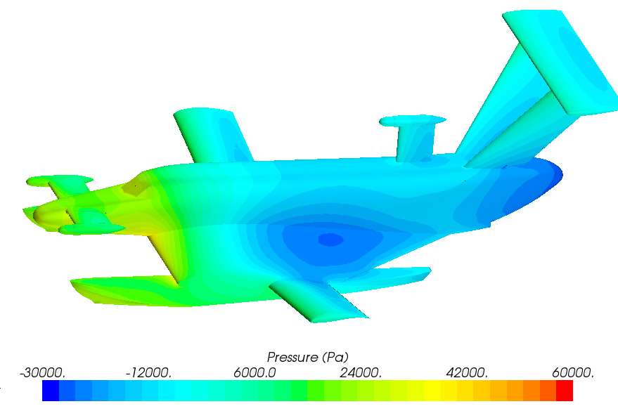 Распределение давления по поверхности экраноплана