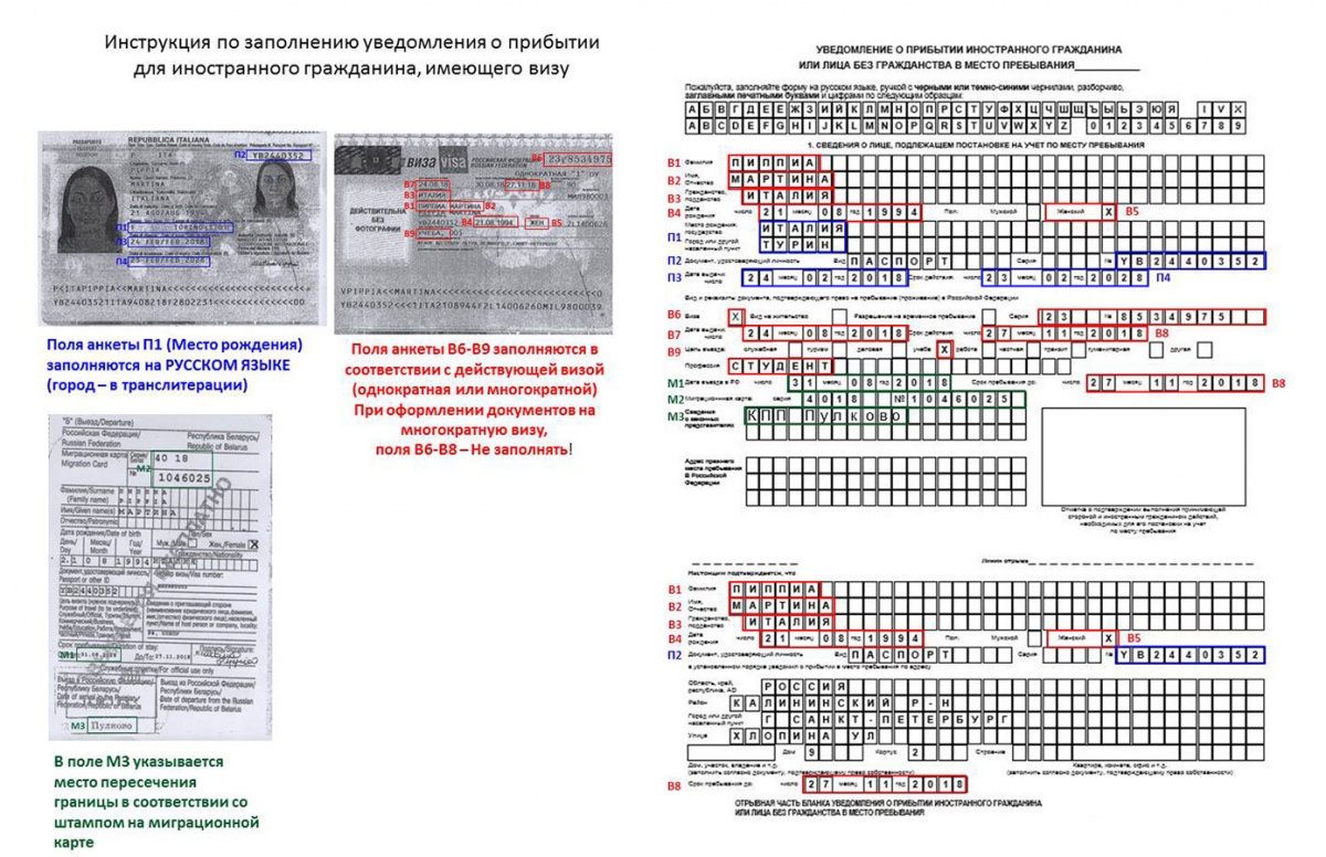 Миграционный учет образец