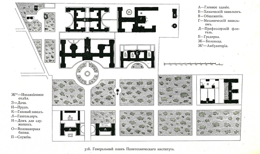 Генеральный план Политехнического института.1900-е Генеральный план Политехнического института.1900-е